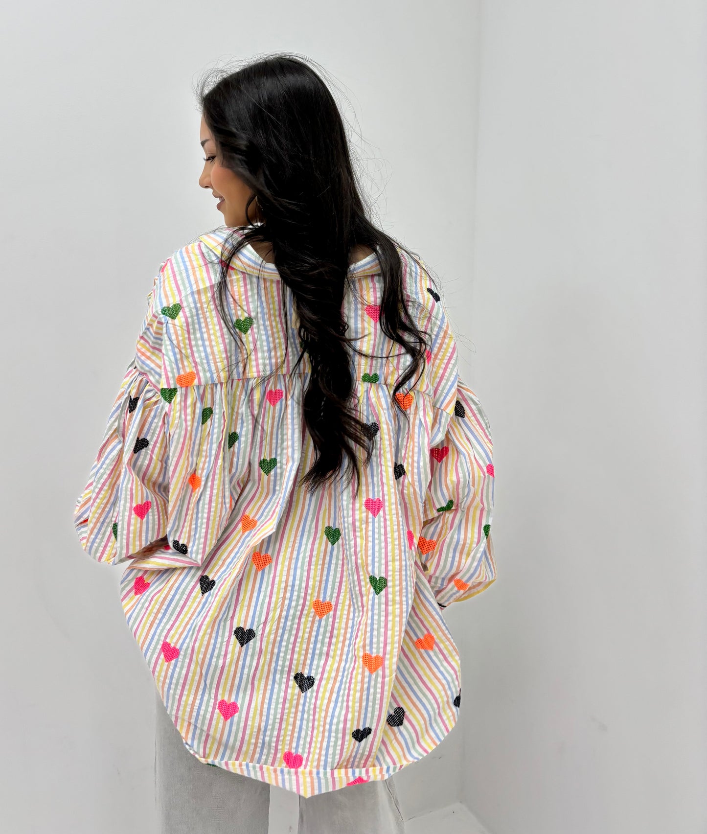 Blouse Geborduurde Hartjes Wit