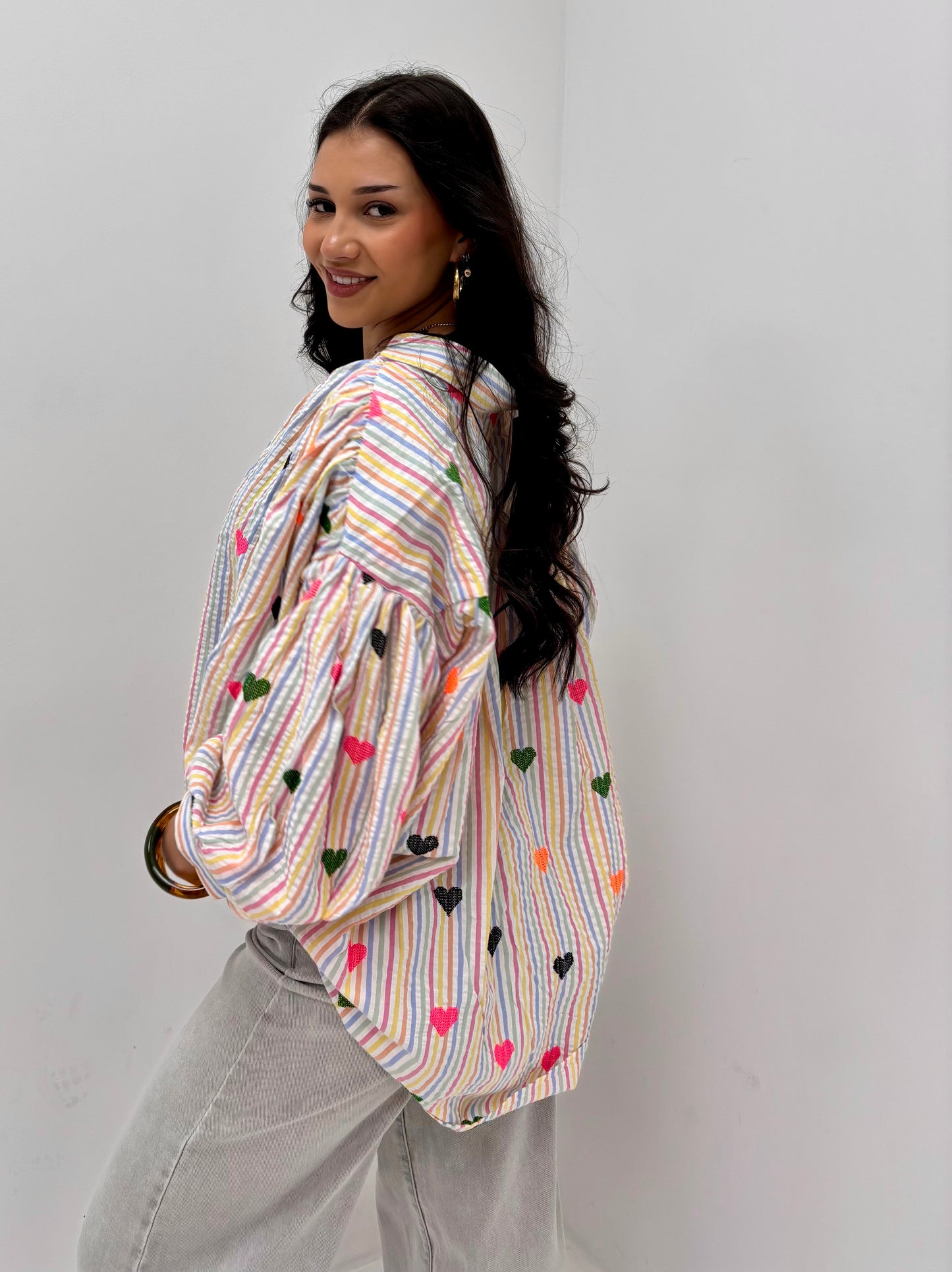 Blouse Geborduurde Hartjes Wit
