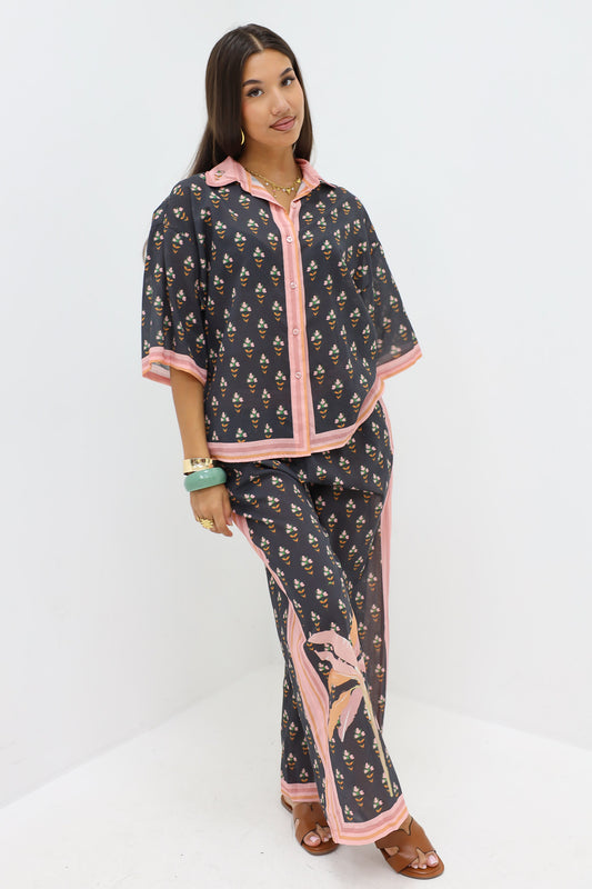 Dunne Broek Palmboom Zwart