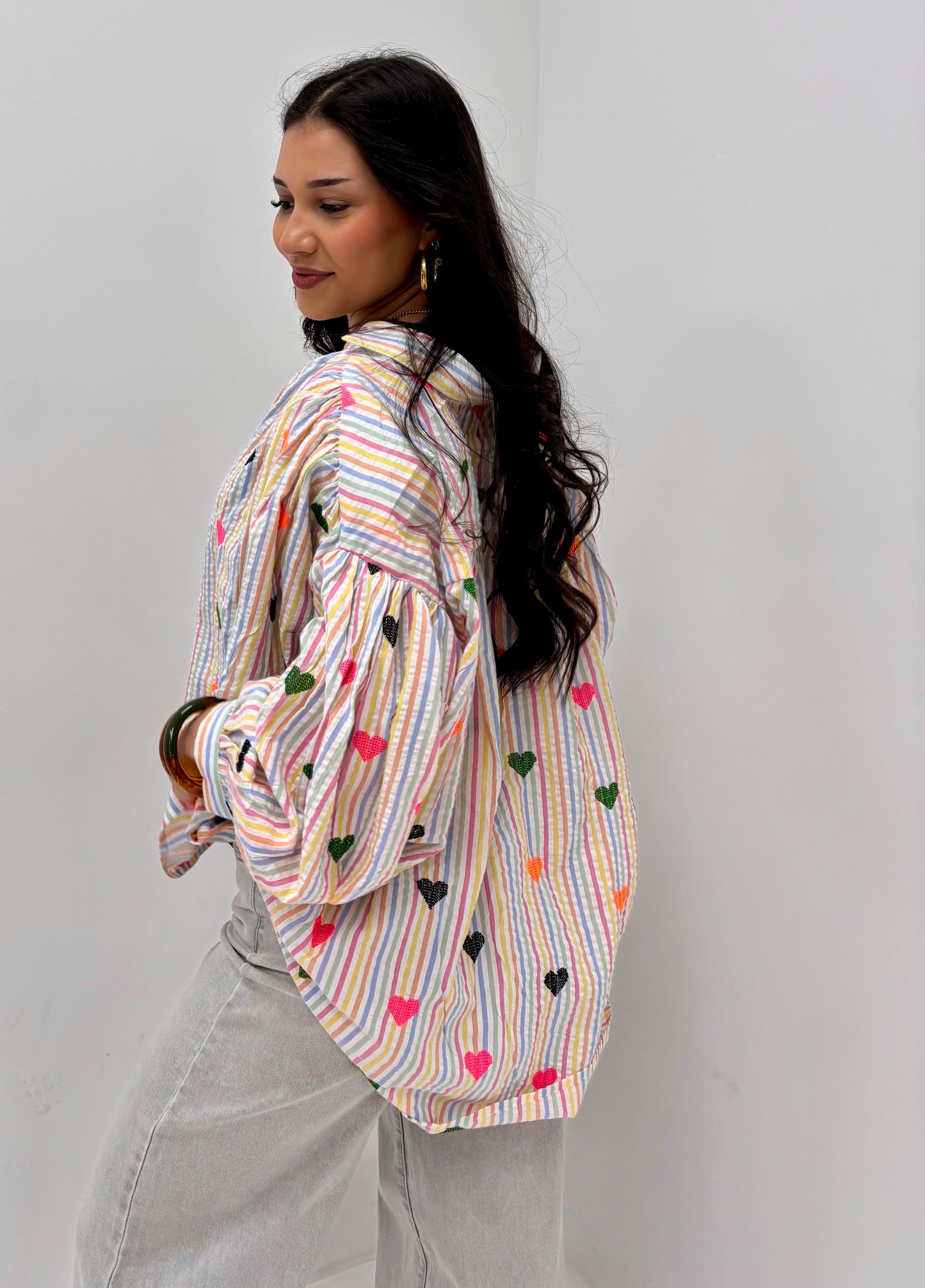 Blouse Geborduurde Hartjes Wit