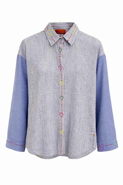 Blouse Borduursels Blauw