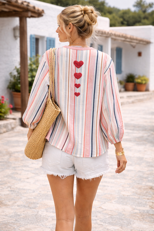 Blouse Hartjes Borduursel Roze