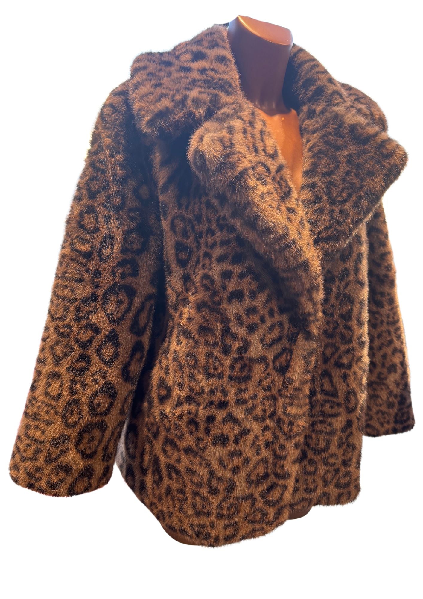 Imitatie Bontjas Leopard Print Bruin
