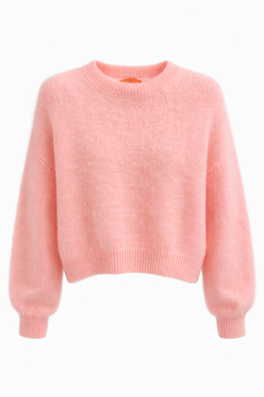 Mohair Trui Ronde Hals Roze