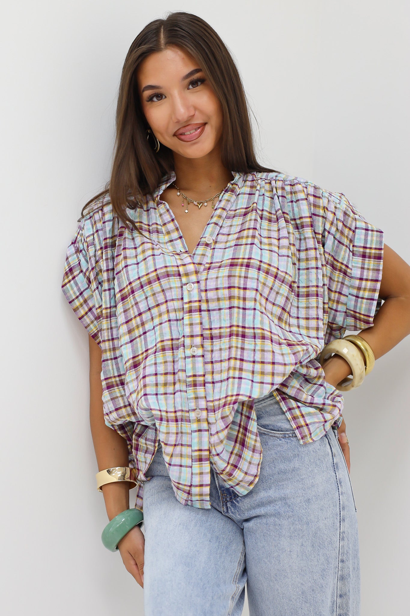 Blouse Geruit Blauw