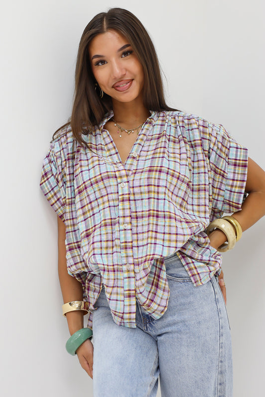 Blouse Geruit Blauw