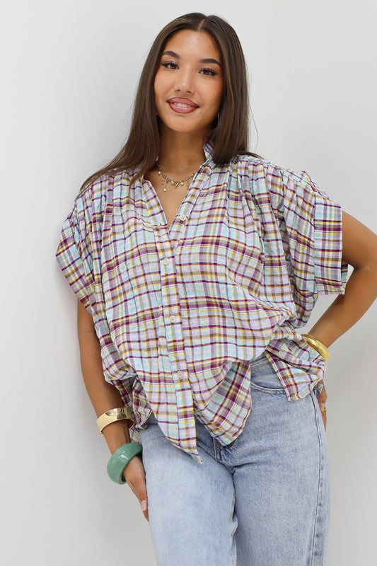 Blouse Geruit Blauw