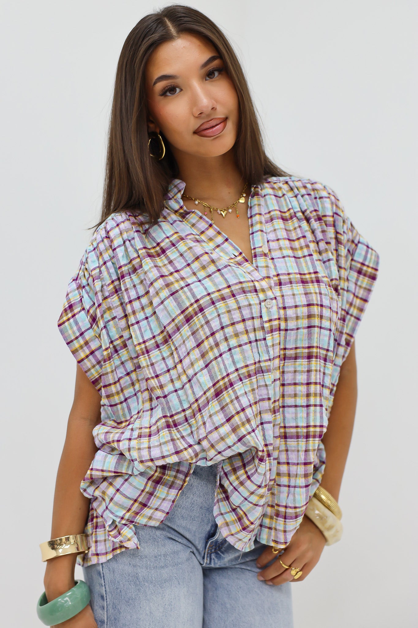 Blouse Geruit Blauw