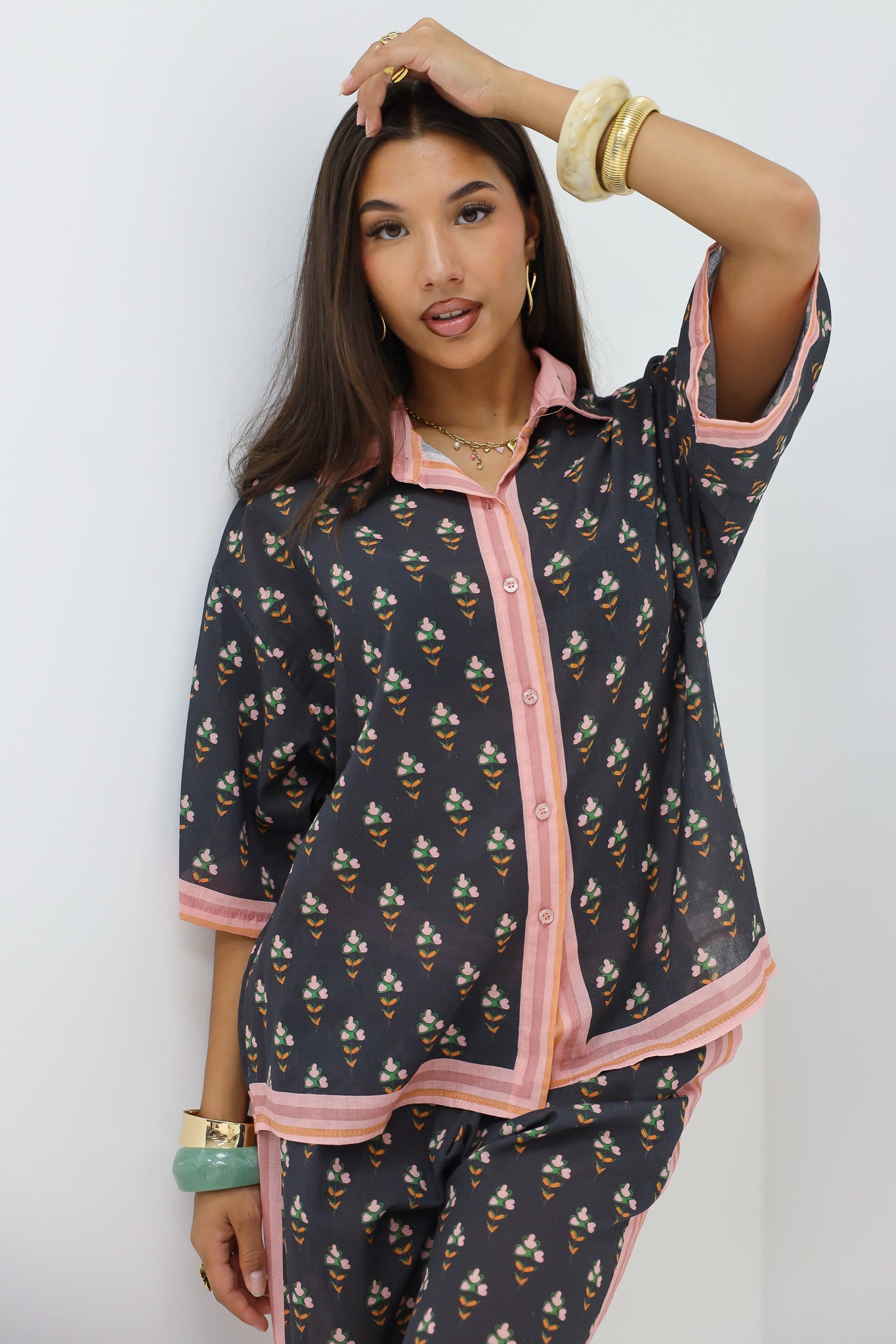 Dunne Broek Palmboom Zwart