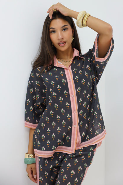 Dunne Broek Palmboom Zwart