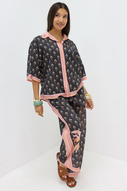 Dunne Broek Palmboom Zwart
