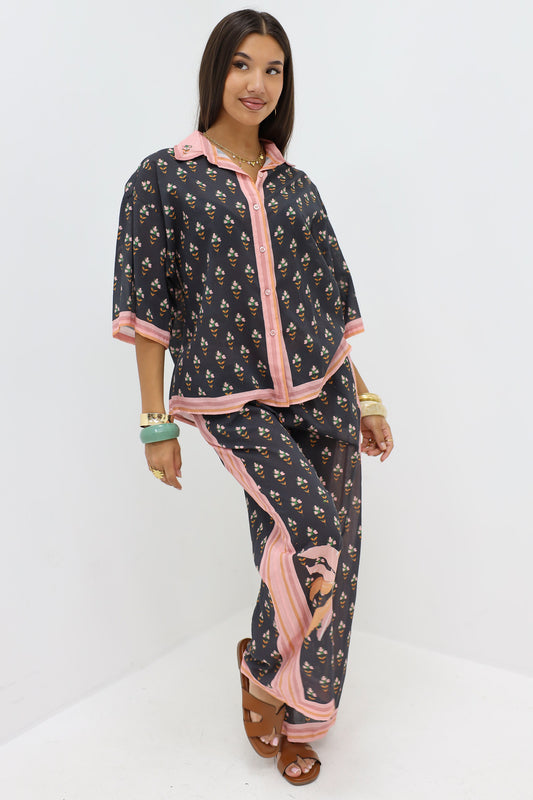Dunne Broek Palmboom Zwart
