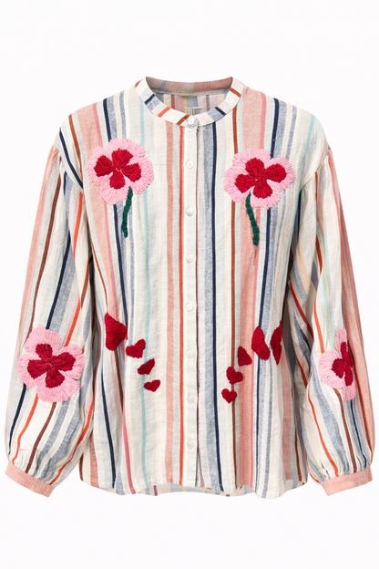 Blouse Hartjes Borduursel Roze