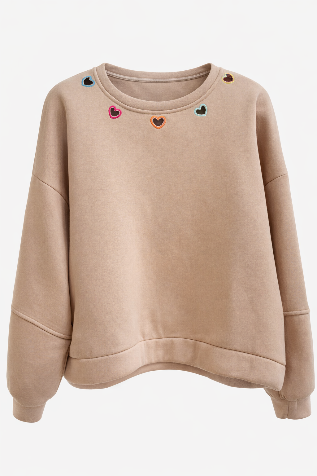 Sweater Hartjes Hals Beige
