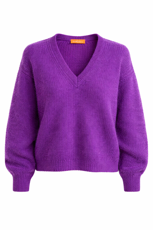 Mohair Trui V-Hals Paars