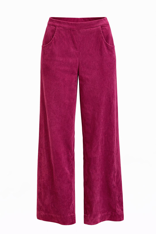 Pantalon Fijne Rib Steekzakken Rood