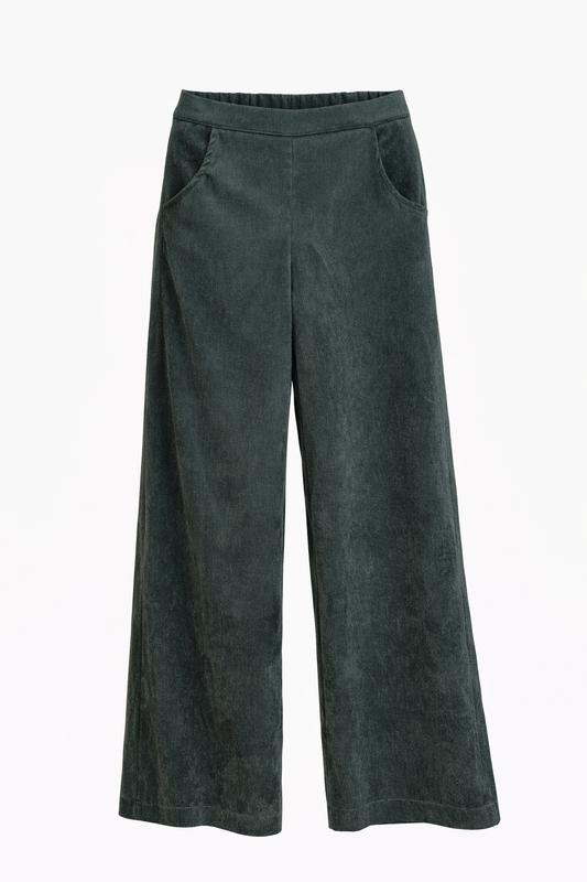 Pantalon Fijne Rib Steekzakken Groen