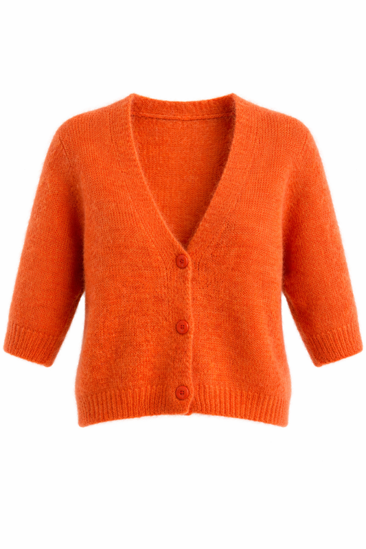 Mohair Vest Korte Mouwen Oranje