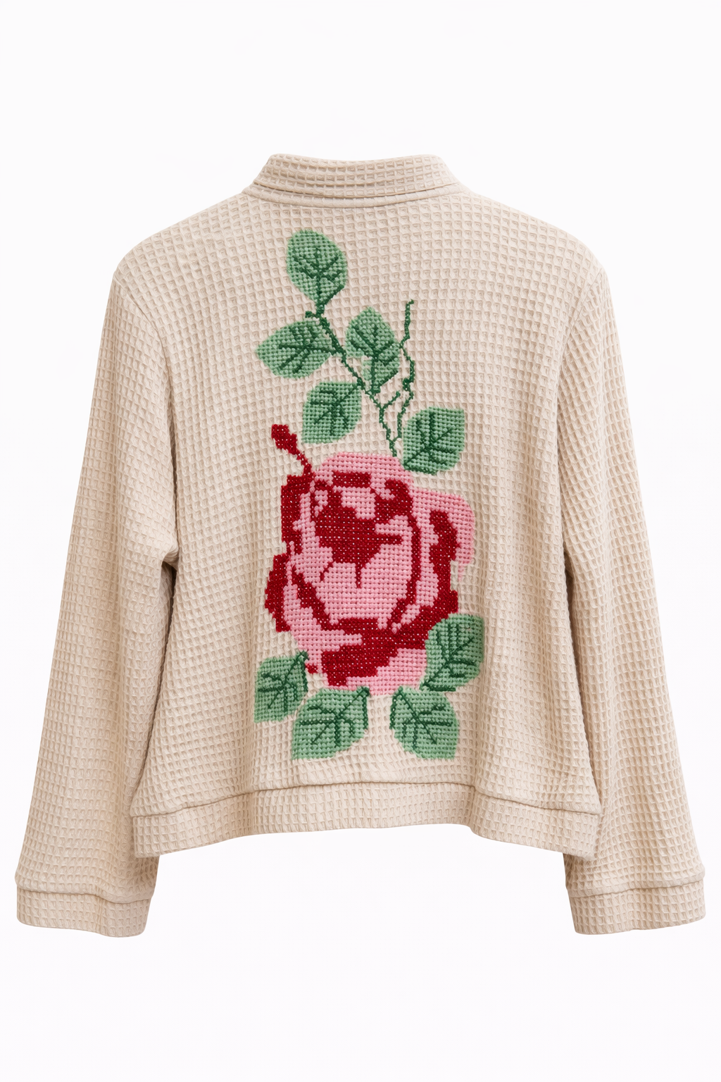 Jas Wafelstof Borduursel Creme