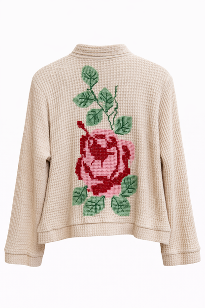 Jas Wafelstof Borduursel Creme