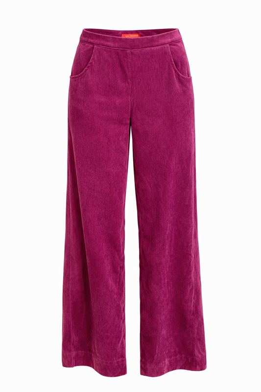 Pantalon Fijne Rib Steekzakken Roze