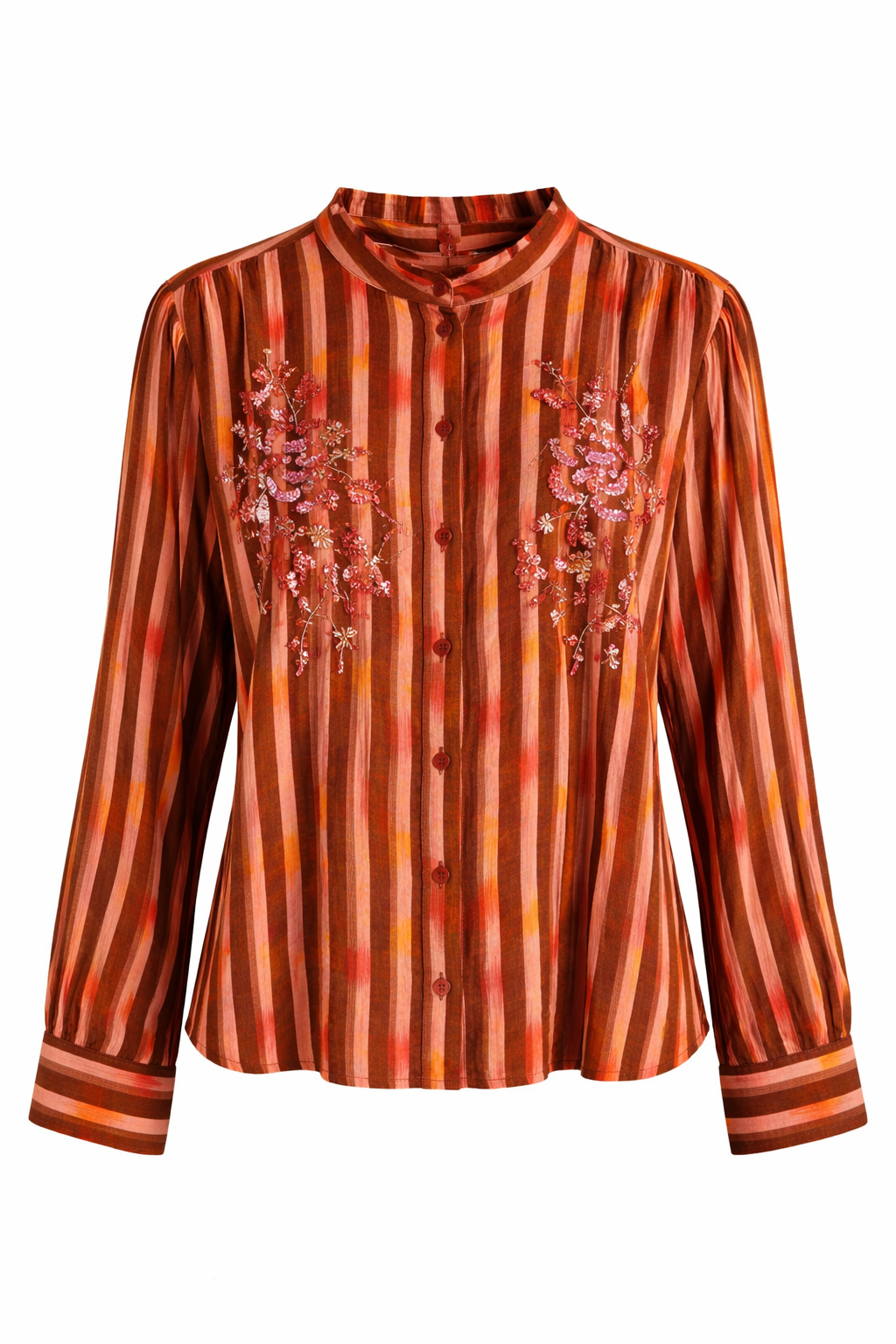 Blouse Geborduurde Pailletten Bruin