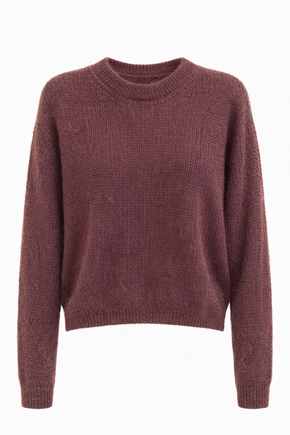 Mohair Trui Ronde Hals Bruin