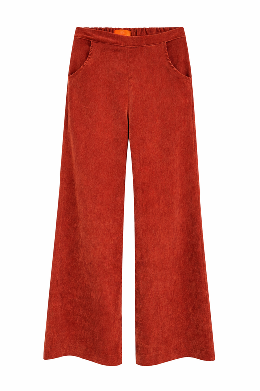 Pantalon Fijne Rib Steekzakken Oranje