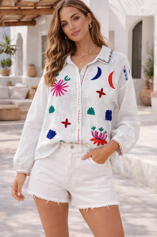 Blouse met Borduursels Wit