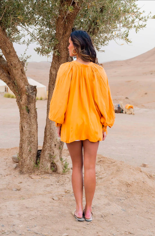 Blouse met Borduursels Oranje