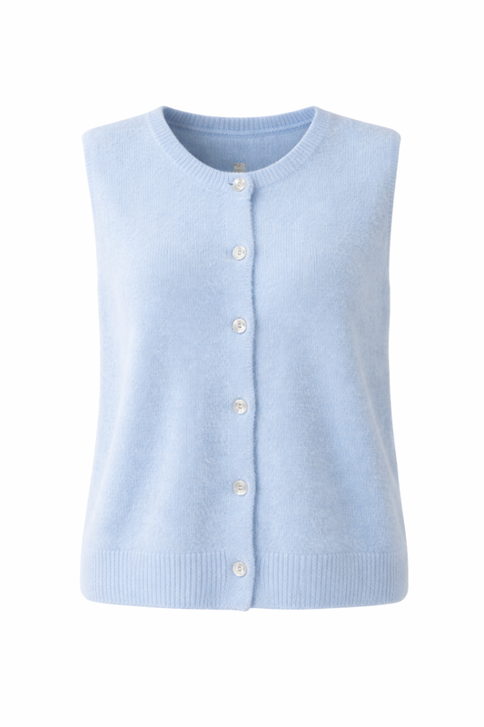 Mouwloos Mohair Vest Licht Blauw