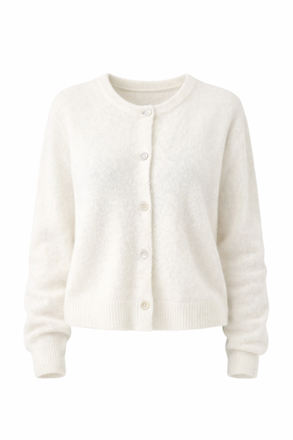 Mohair Cardiagan Lange Mouwen Wit