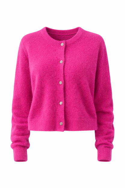 Mohair Cardiagan Lange Mouwen Paars