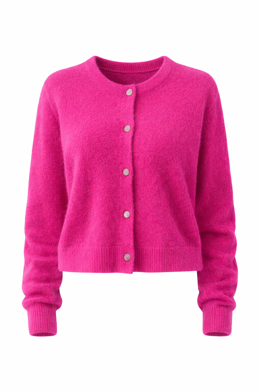 Mohair Cardiagan Lange Mouwen Paars