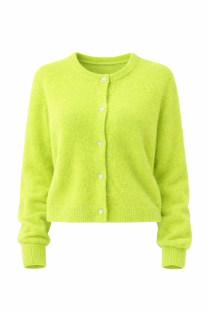 Mohair Cardiagan Lange Mouwen Groen