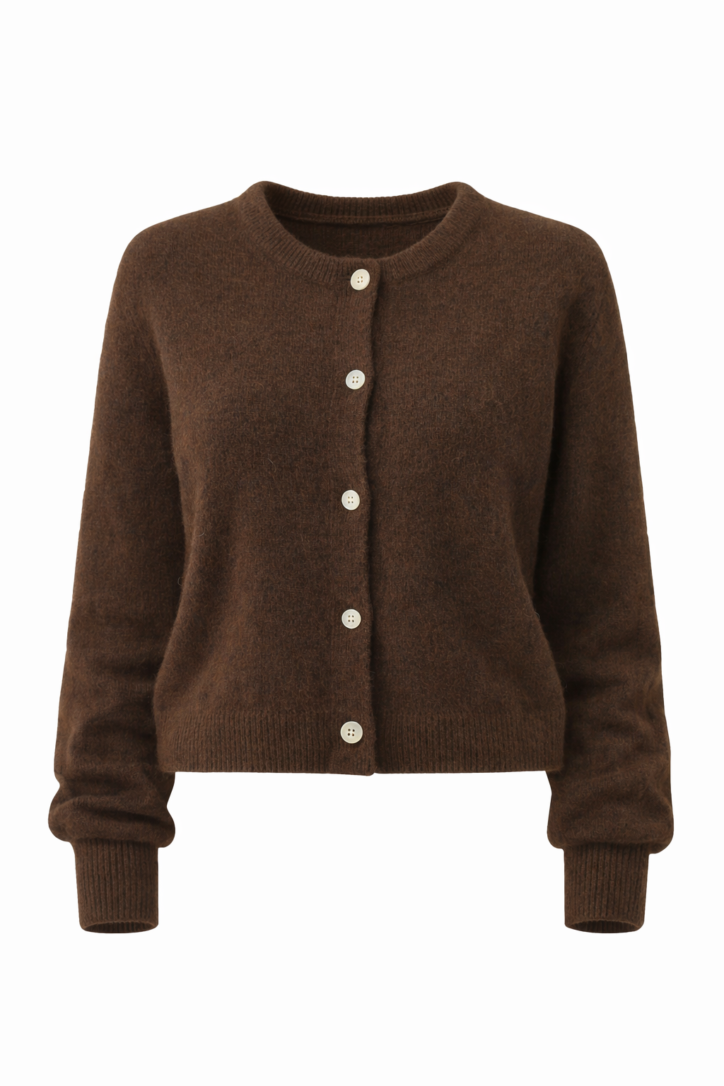 Mohair Cardiagan Lange Mouwen Bruin