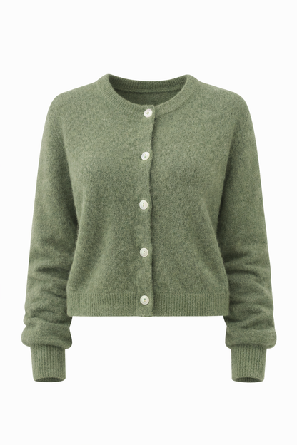 Mohair Cardiagan Lange Mouwen Donker Groen