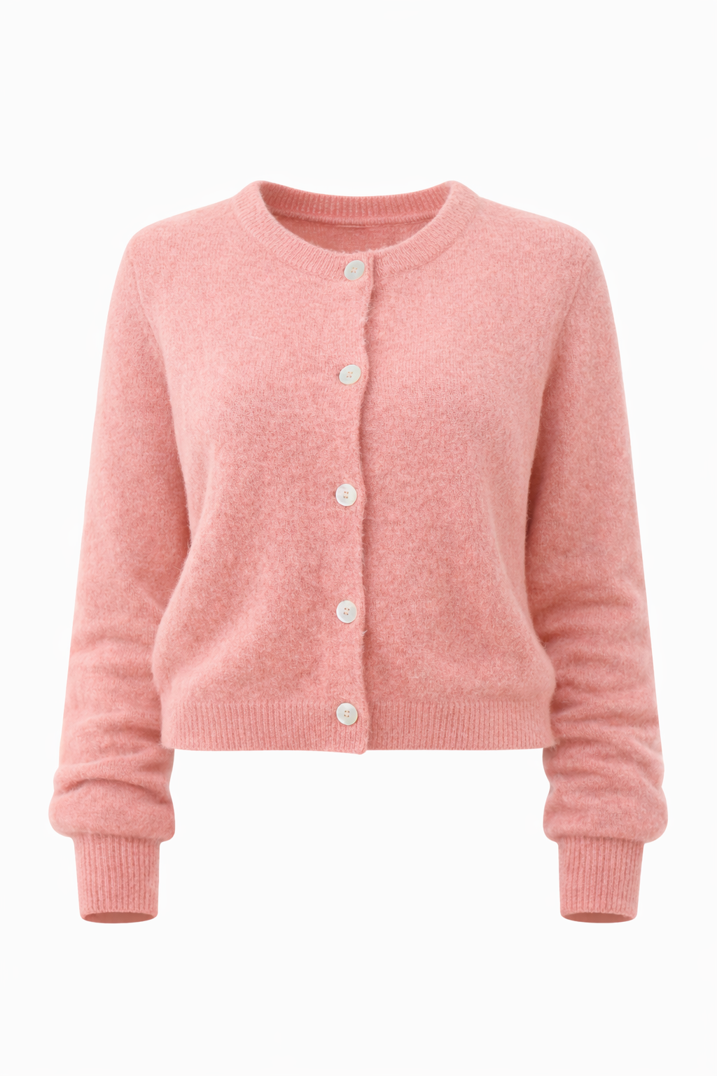 Mohair Cardiagan Lange Mouwen Oud Roze