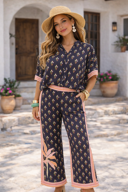 Dunne Broek Palmboom Zwart