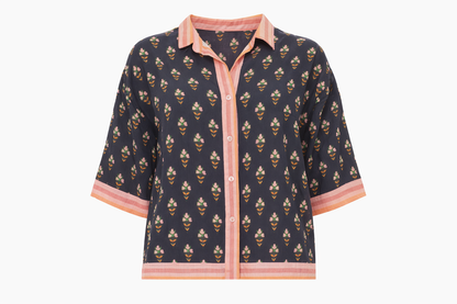 Dunne Blouse Palmboom Zwart